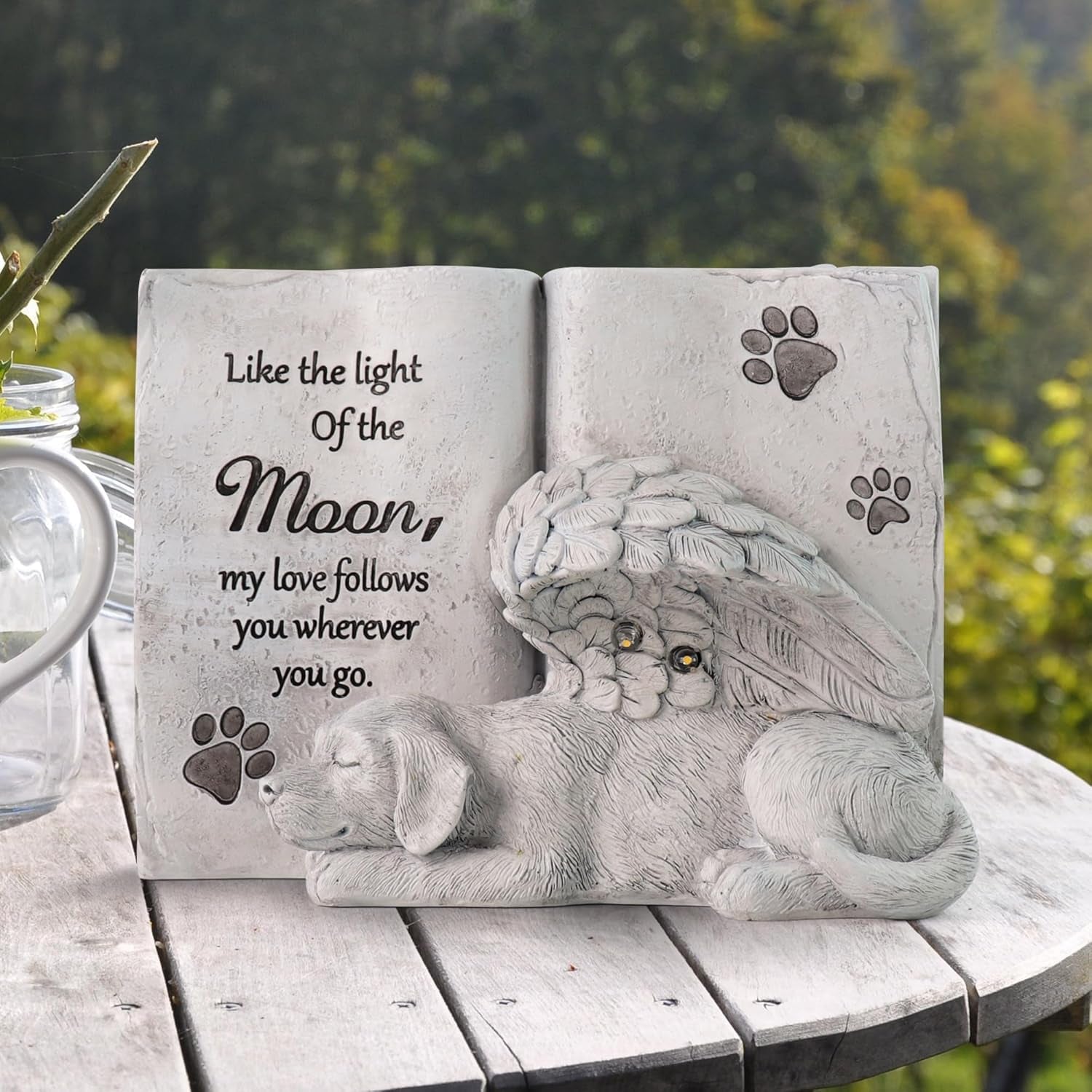 Solar Dog Angel Statue, Pet Dog Memorial Stone, Dog Memorial Gifts or Garden Memorial Stone