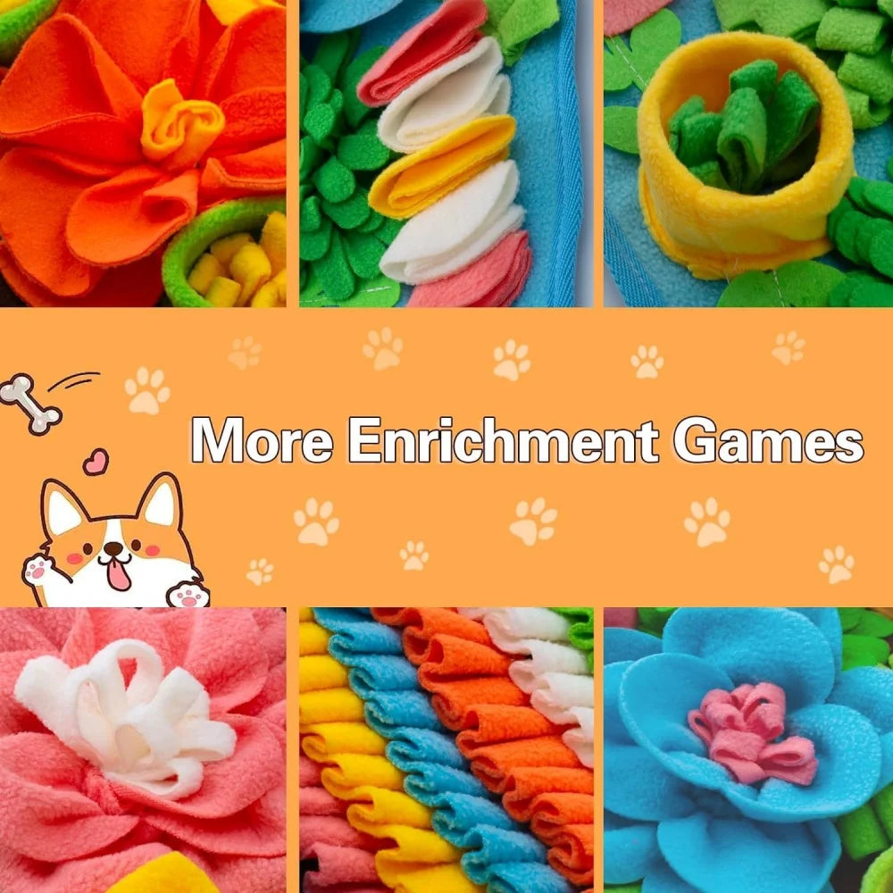 Pet Slow Food Puzzle Mat Pet Feeding Blanket Sniffing Training Mat Toy Interactive Cute Floral Design Fun Feeding Mat Supplies