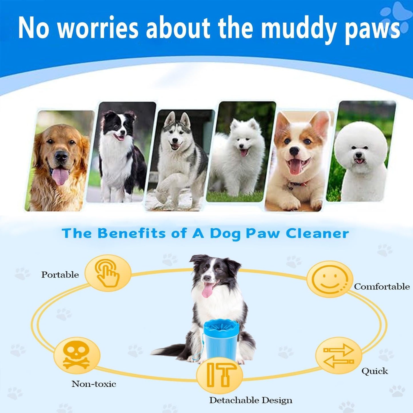 Revolutionary Dog Paw Cleaner - Effortlessly Clean Your Pet's Paws with Included Towel & Brush for Small to Medium Dogs and Cats