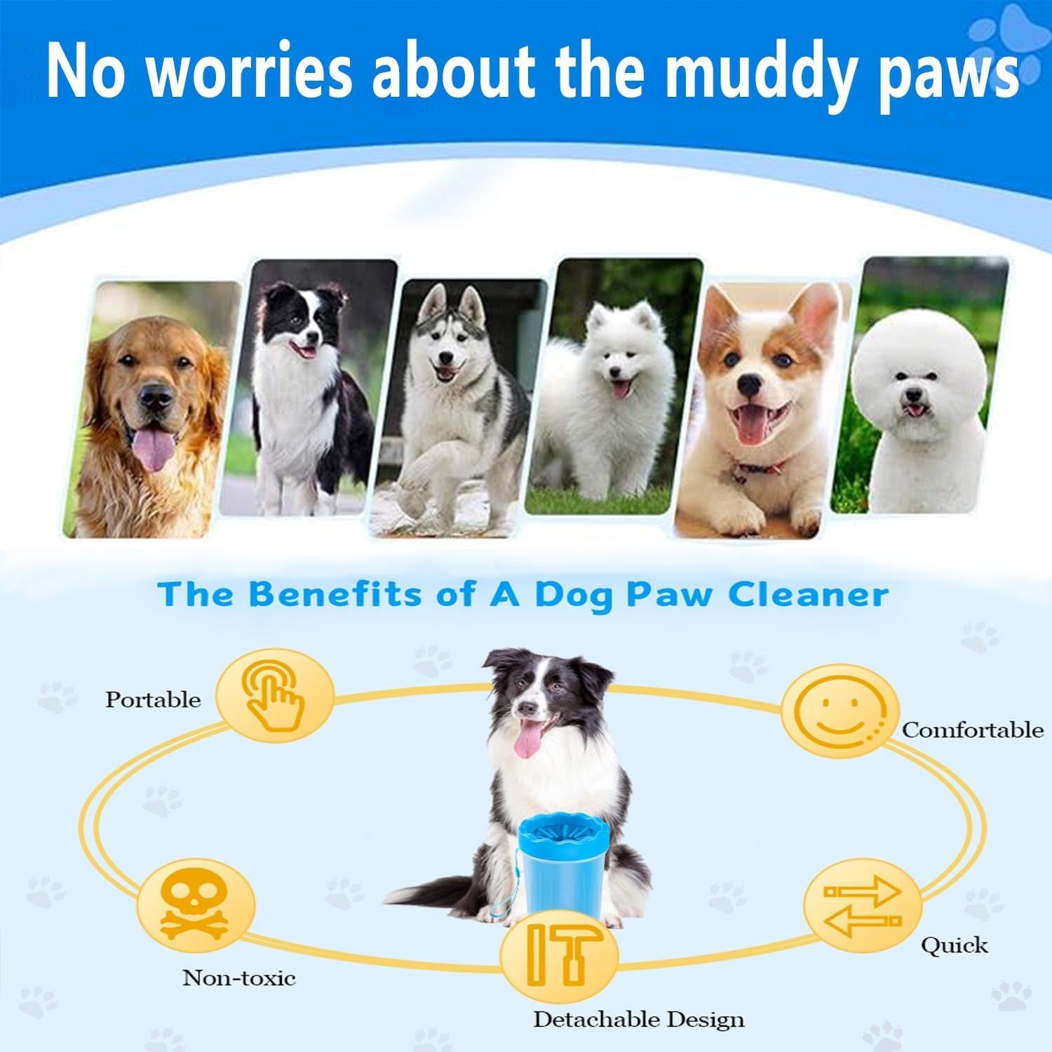 Revolutionary Dog Paw Cleaner - Effortlessly Clean Your Pet's Paws with Included Towel & Brush for Small to Medium Dogs and Cats