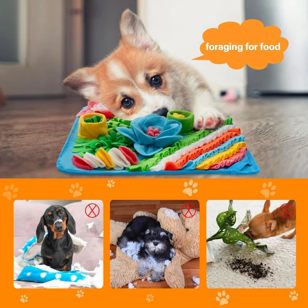 Pet Slow Food Puzzle Mat Pet Feeding Blanket Sniffing Training Mat Toy Interactive Cute Floral Design Fun Feeding Mat Supplies