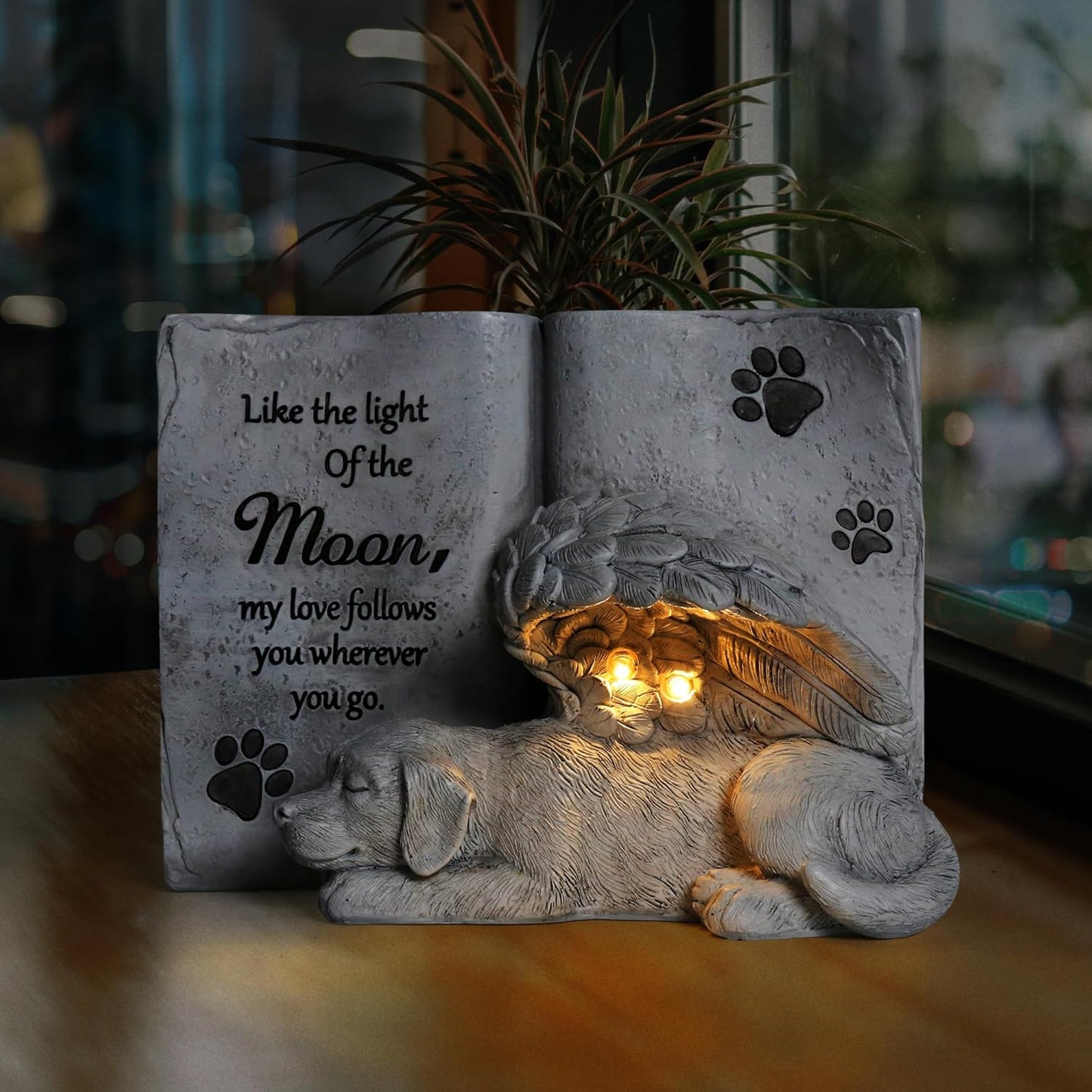 Solar Dog Angel Statue, Pet Dog Memorial Stone, Dog Memorial Gifts or Garden Memorial Stone