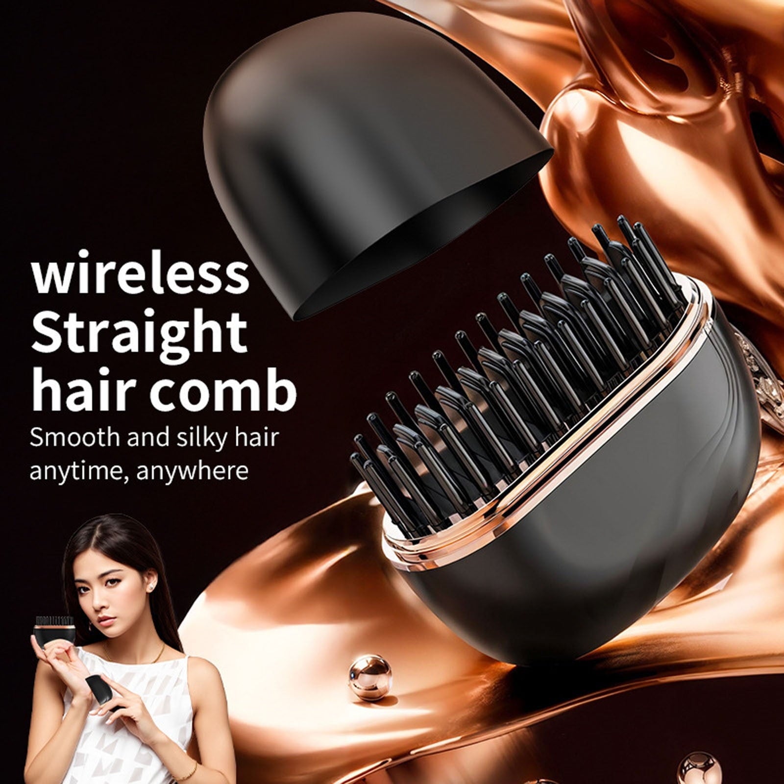 Travel Mini Wireless Hair Straightener Cordless USB Charging Compact Ceramic Low Damage Fast Heat Portable Flat Iron Comb Styler One Handed Touch U.S for Travel Daily Styling