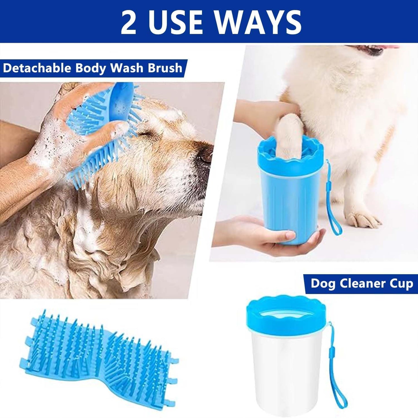 Revolutionary Dog Paw Cleaner - Effortlessly Clean Your Pet's Paws with Included Towel & Brush for Small to Medium Dogs and Cats