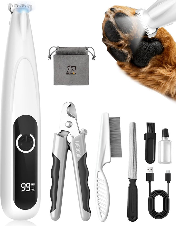 2026 New Pet Precision Trimmer - Whisper-Quiet Dog Grooming Kit with LED Light for Paws, Ears, and More
