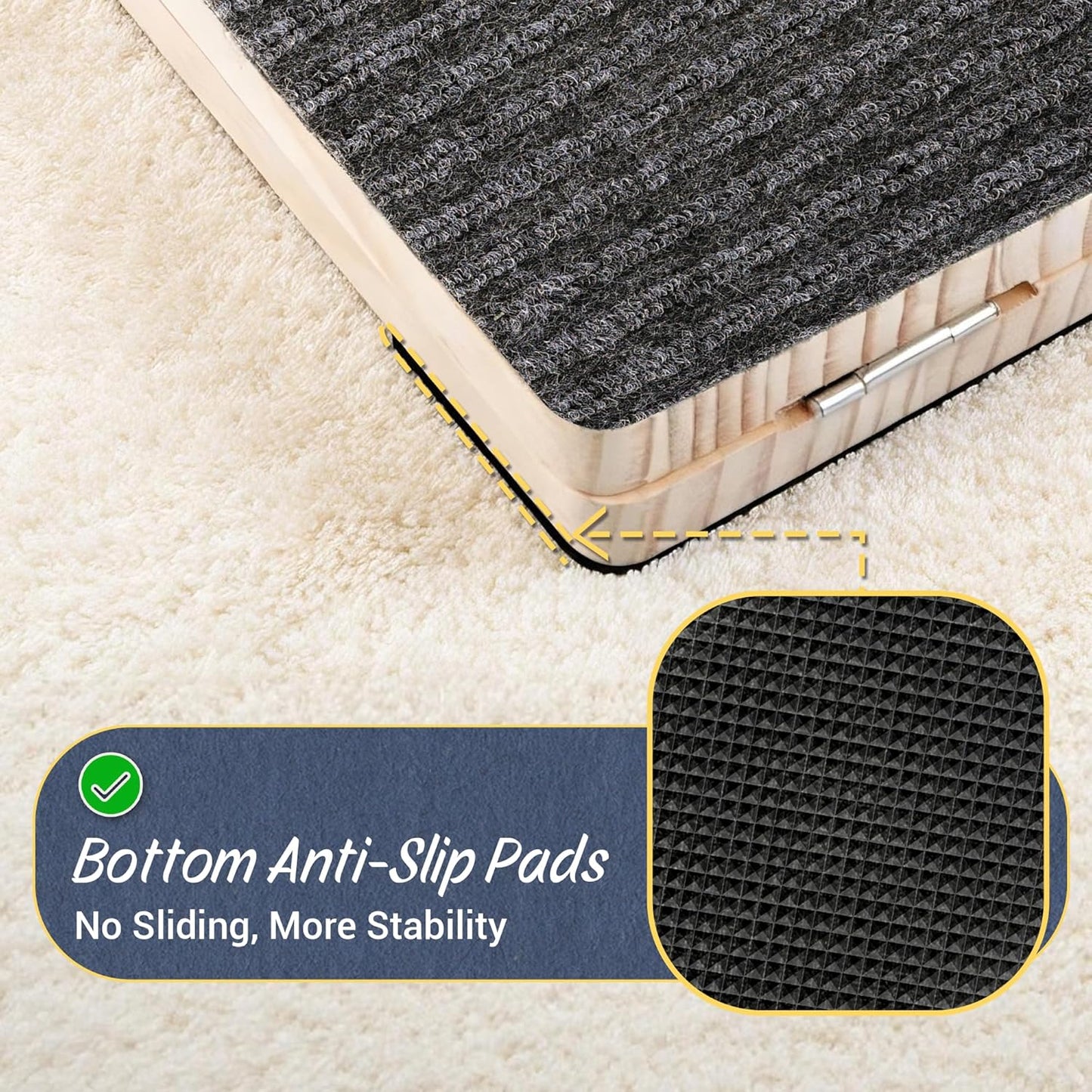 Dog Ramp for Stairs 2 Pack - Adjustable Wooden Stair Wedges for Small Dogs, Foldable Indoor Dog Stair Ramp with Triangular Support and Non-Slip Pads for Senior and Short-Legged Pets