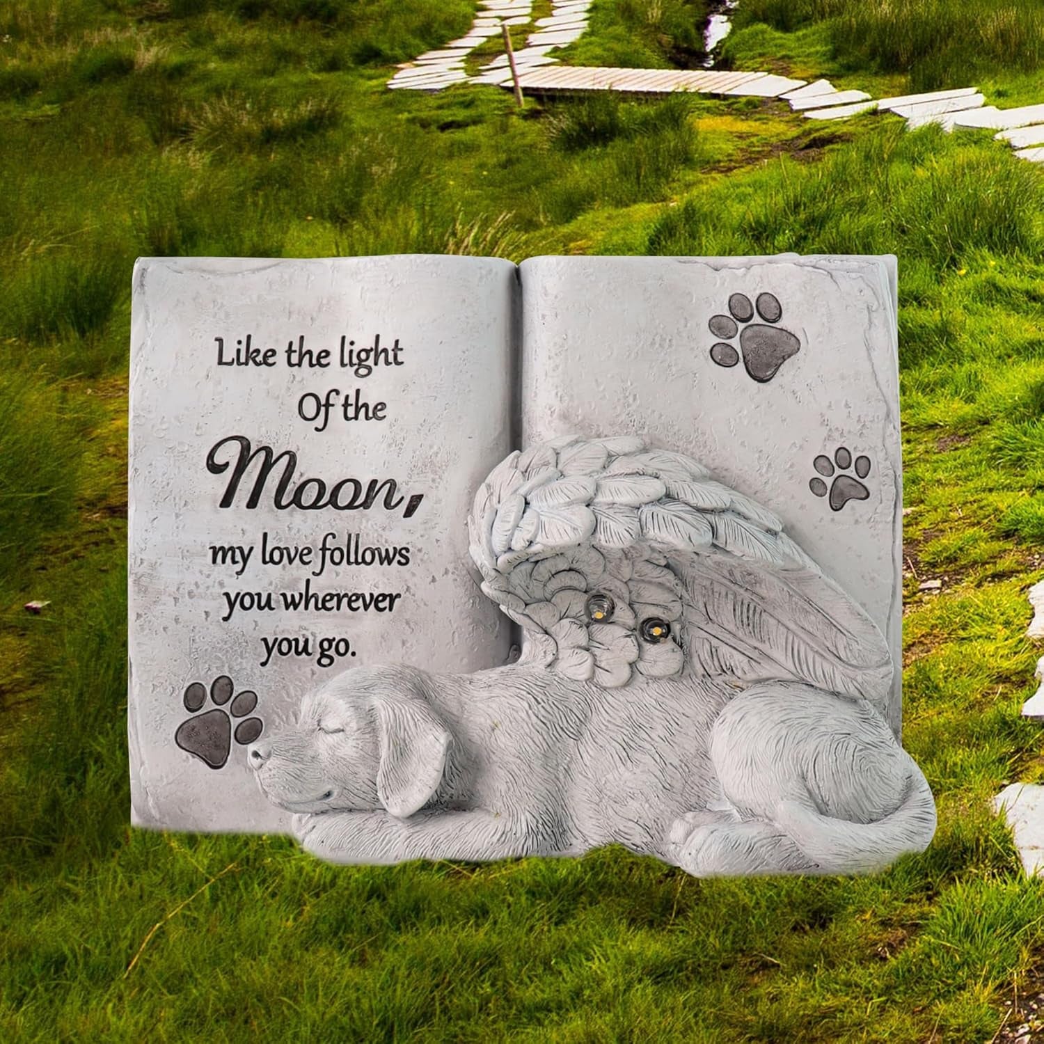 Solar Dog Angel Statue, Pet Dog Memorial Stone, Dog Memorial Gifts or Garden Memorial Stone