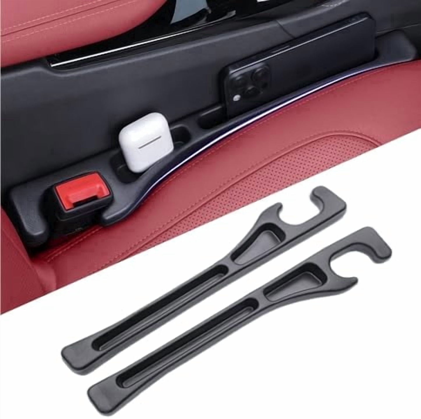 Car Seat Gap Filler, 2-Pack No-Drop Seat Side Gap Seam Filler Organizer with Phone Holder, Universal Fit Fill the Gap between Seat & Console, Perfect for Car, SUV, Truck