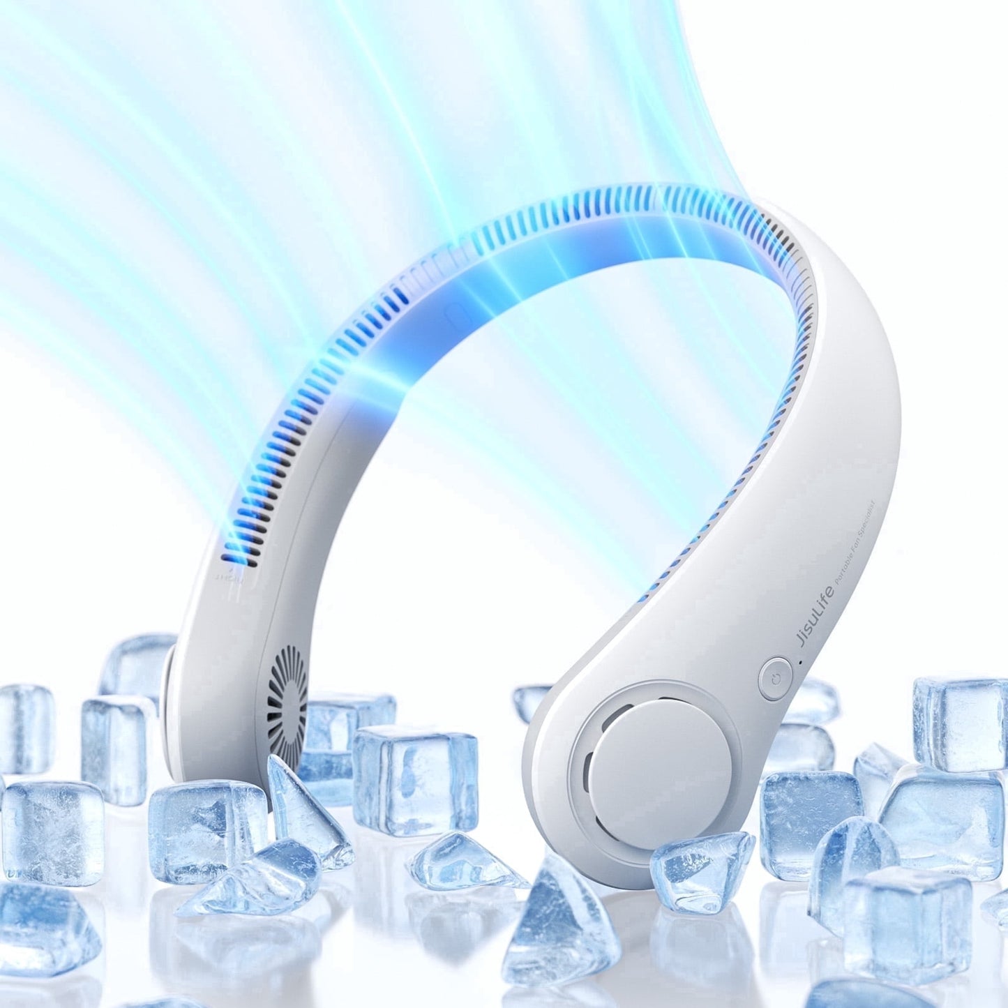 Portable Neck Fan, Rechargeable Wearable Fan, Bladeless Hands-Free Cooling, Quiet 25Db, 5 Speeds, 16H Battery Life, Essential for Indoor/Outdoor, Gift for Women, Men - White