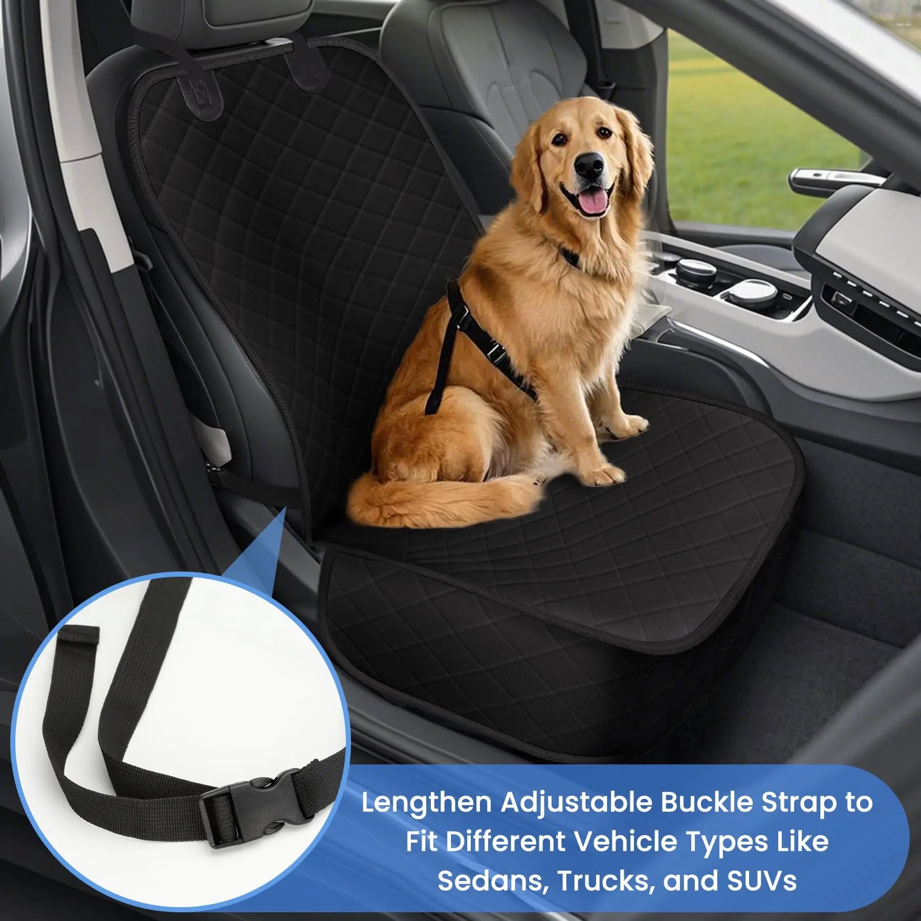 Dog Car Seat Covers Waterproof Front Seat Cover for Dogs Scratch-Proof Nonslip Pet Passenger Seat Cover Protector Fit for Cars