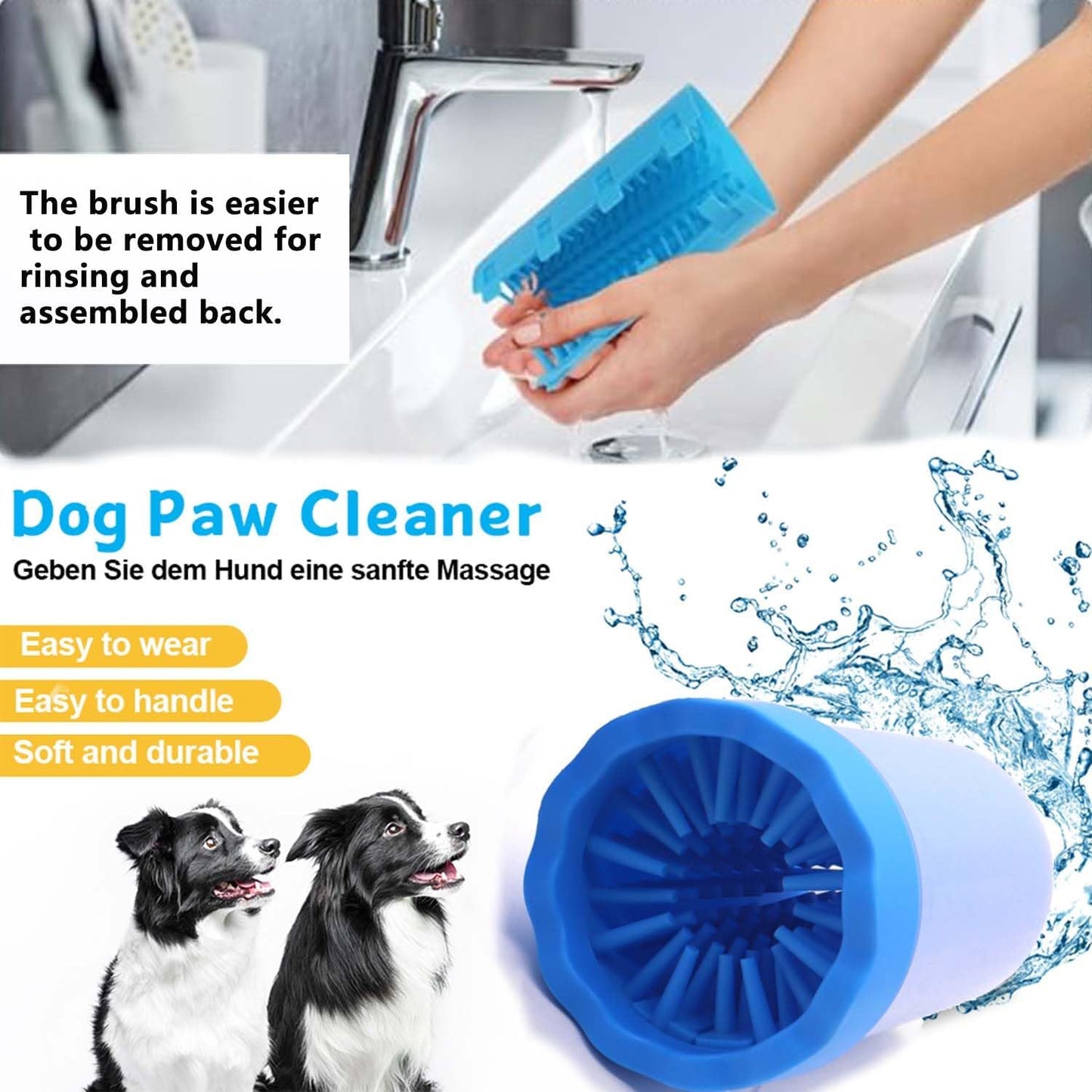 Revolutionary Dog Paw Cleaner - Effortlessly Clean Your Pet's Paws with Included Towel & Brush for Small to Medium Dogs and Cats