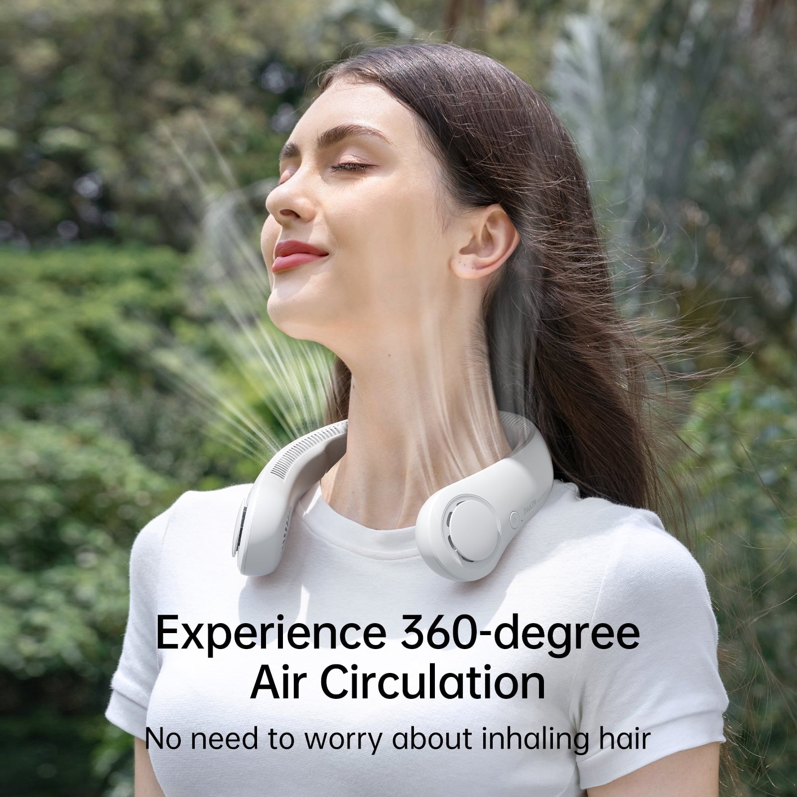Portable Neck Fan, Rechargeable Wearable Fan, Bladeless Hands-Free Cooling, Quiet 25Db, 5 Speeds, 16H Battery Life, Essential for Indoor/Outdoor, Gift for Women, Men - White